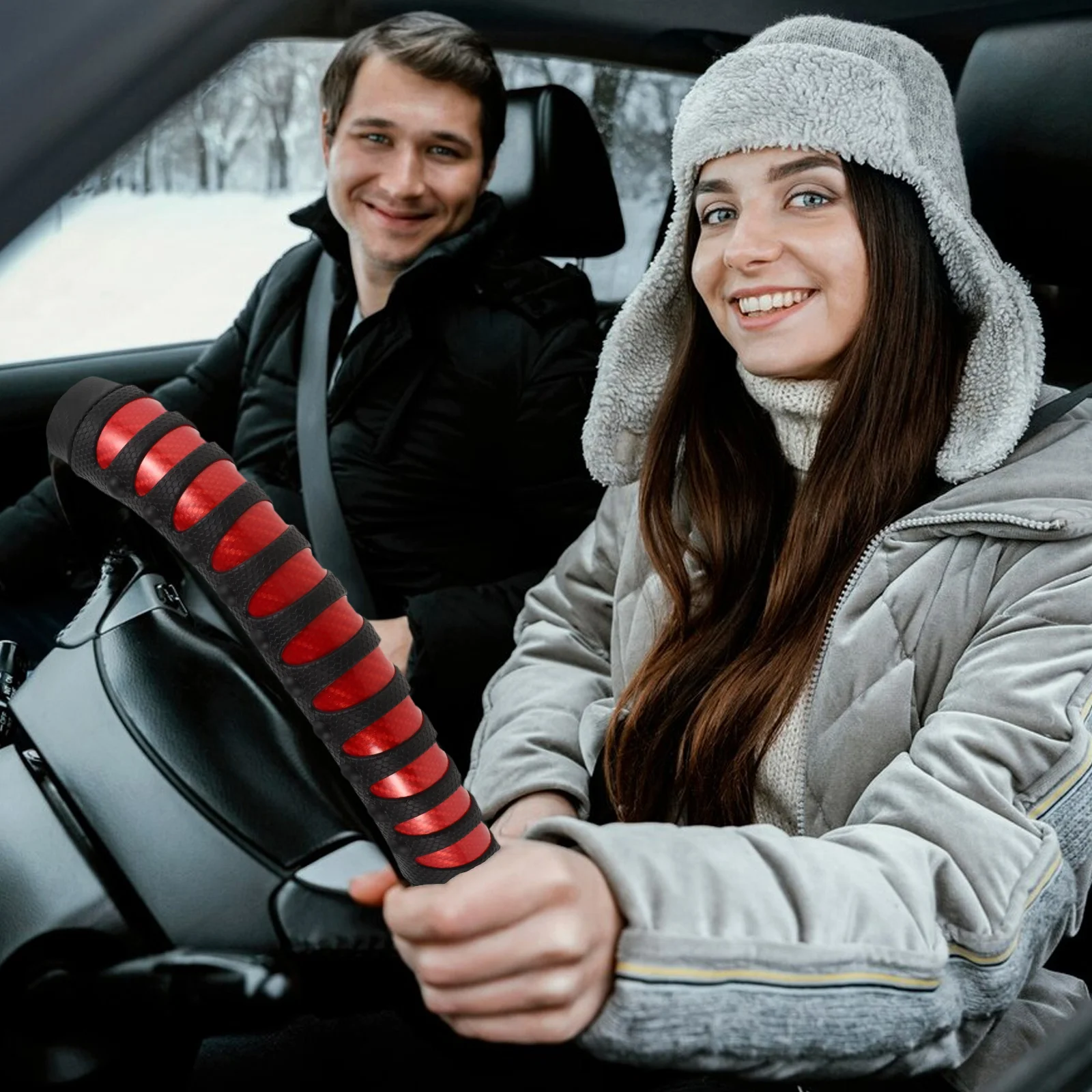 

Steering Wheel Cover Carbon Fiber Texture Fake Non Slip Massage Grip Universal Fit For Car Truck Suv Rv Red Black Auto