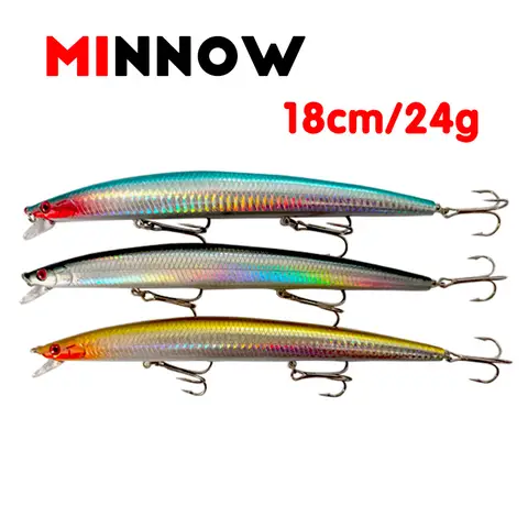 1Pcs Big Minnow Fishing Lures 18cm 24g Floating Wobbler 3D Swimbait Isca Artificial Hard Bait Crankbait Bass Carp Pesca Tackle