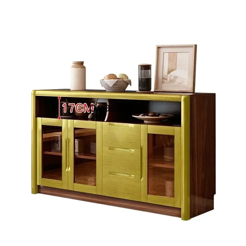 cn8617 ssNew Light Luxury Dining Side Chinese Style Solid Wood Border Wine Cabinet Tea Restaurant Storage Household Kitchen Bowl