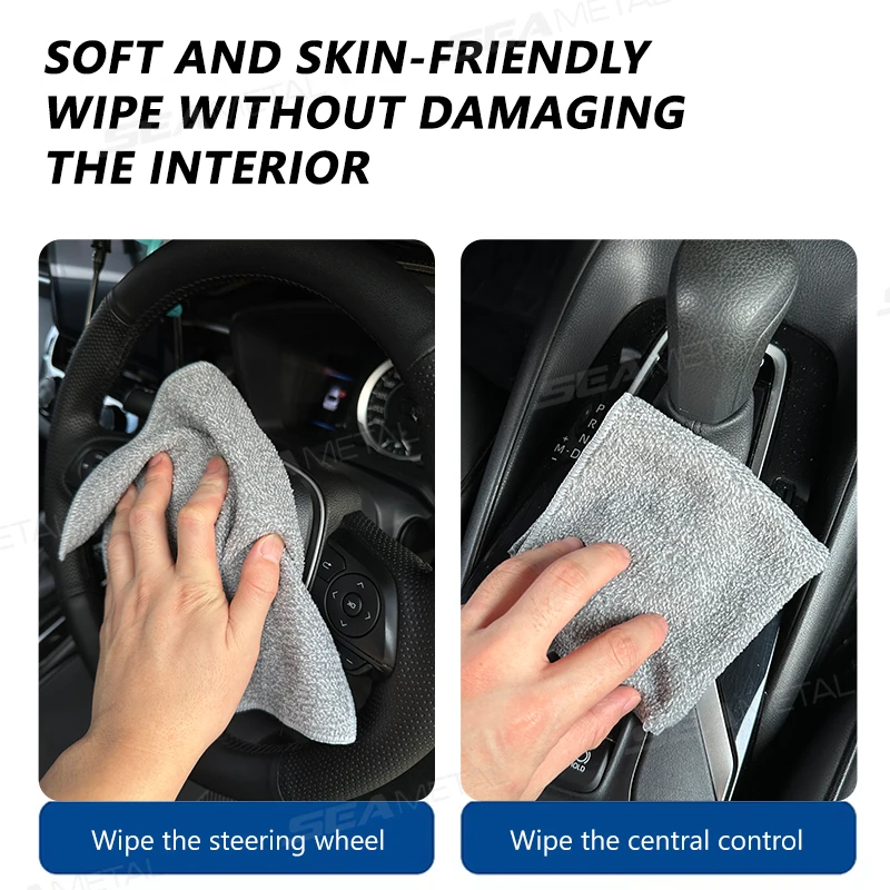 SEAMETAL 5/10Pcs Bamboo Charcoal Car Cleaning Towel Multifunctional Lint-Free Drying Cloth High Absorbent Car Towel Reusable Rag