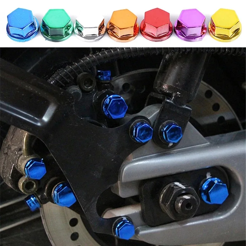 30Pcs/set Motorcycle Nut Cover Modification Screw Plating Caps for Car Motor Scooters Electric Nut Cover 0.8/1/1.2/1.4cm 8Colors