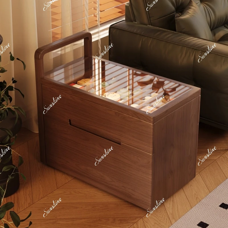 

Living room movable sofa side cabinet storage cart living room tea side table