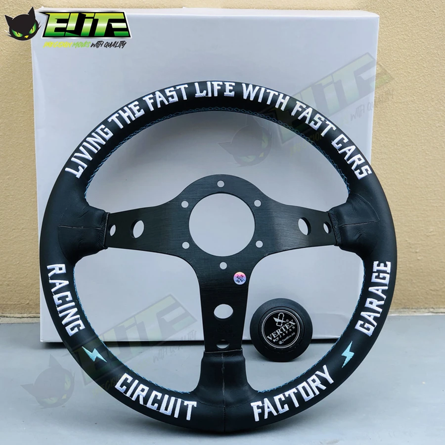 JDM VERTEX FATLACE Steering Wheel 13inch Universal Racing Sports Leather Steering Wheel