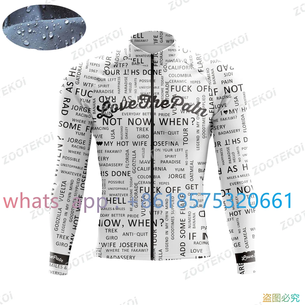 Love The Pain Waterproof Cycling Jacket Men Windproof Mtb Bike Jersey Bicycle Riding Running Snowboarding Coat 2023