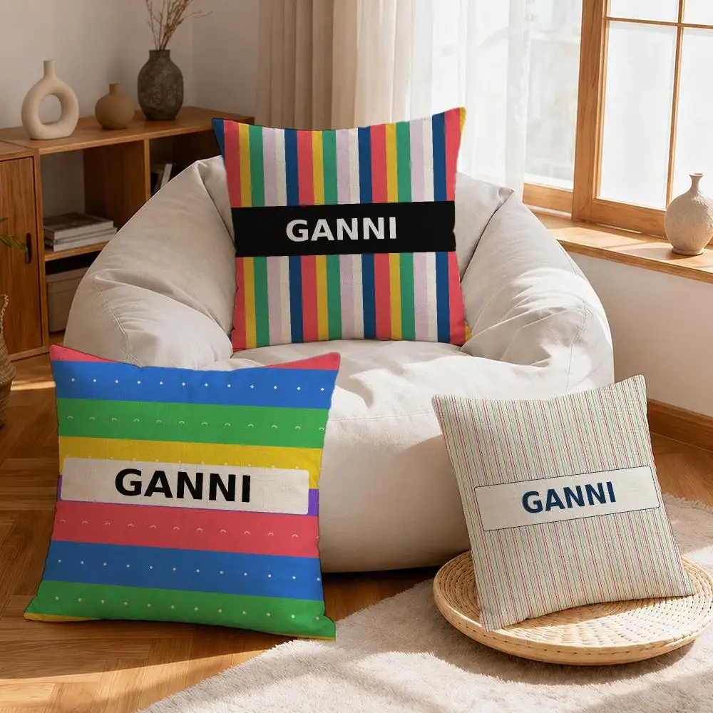 Brand GANNI Cushion Cover Linen Anti-Mite Antibacterial Cushion Cover Invisible Zipper Sofa Decor