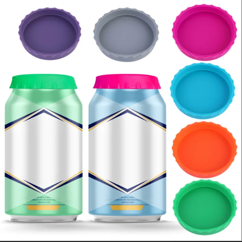 8-1Pcs Soda Lid Covers Multi-color Beverage Can Protector Silicone Can Covers Beer Bottle Cap Tin Can Cup Soda Leak-Proof Caps