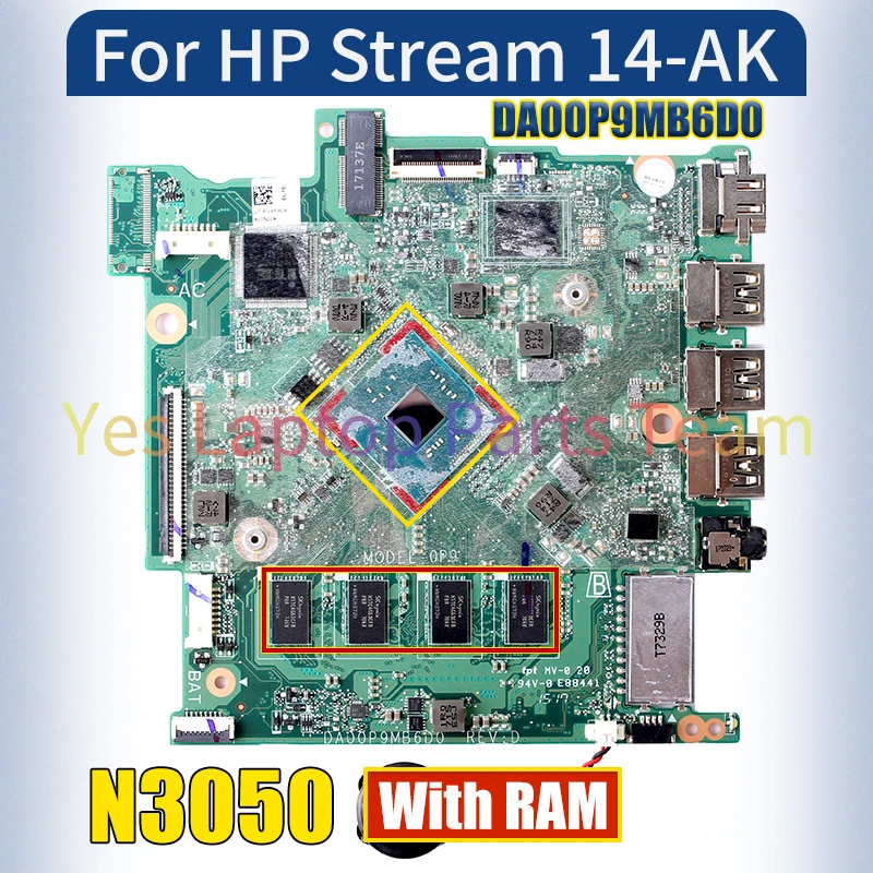 DA00P9MB6D0 For HP Stream 14-AK Laptop Mainboard 905304-001 L06655-001 SR29H N3050 With RAM Notebook Motherboard