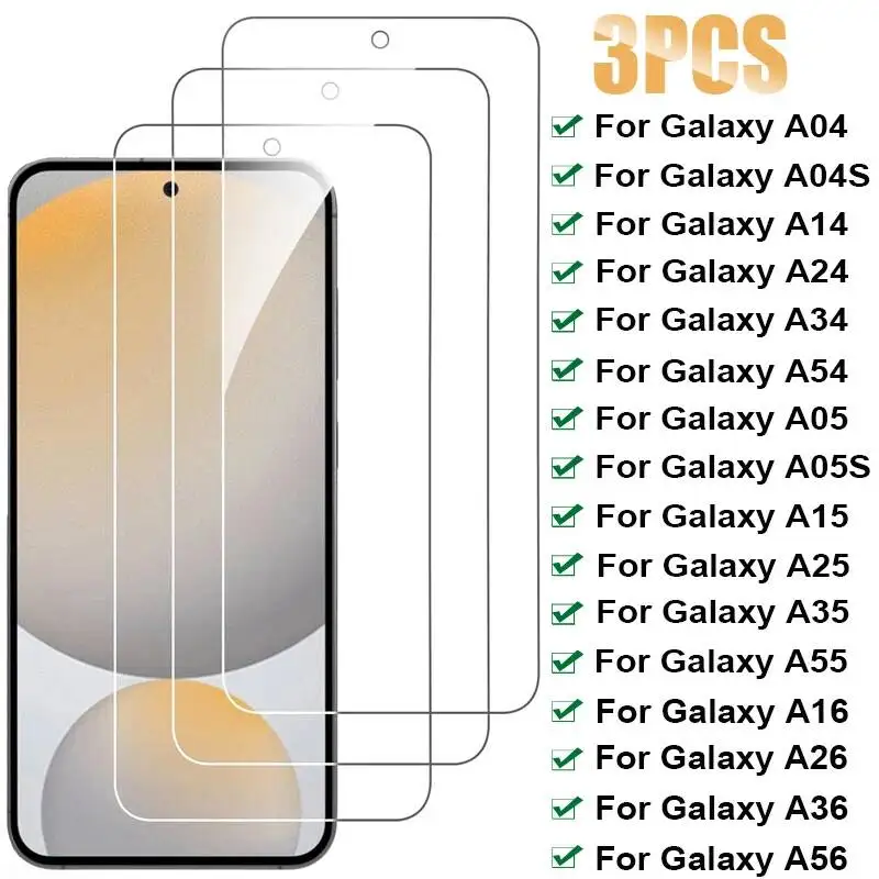 

3Pcs Protecting Glass Galaxy A15 A35 A55 A54 A05S A14 A24 A34 A04S Screen Protector For Samsung A16 A06 A26 A36 A56