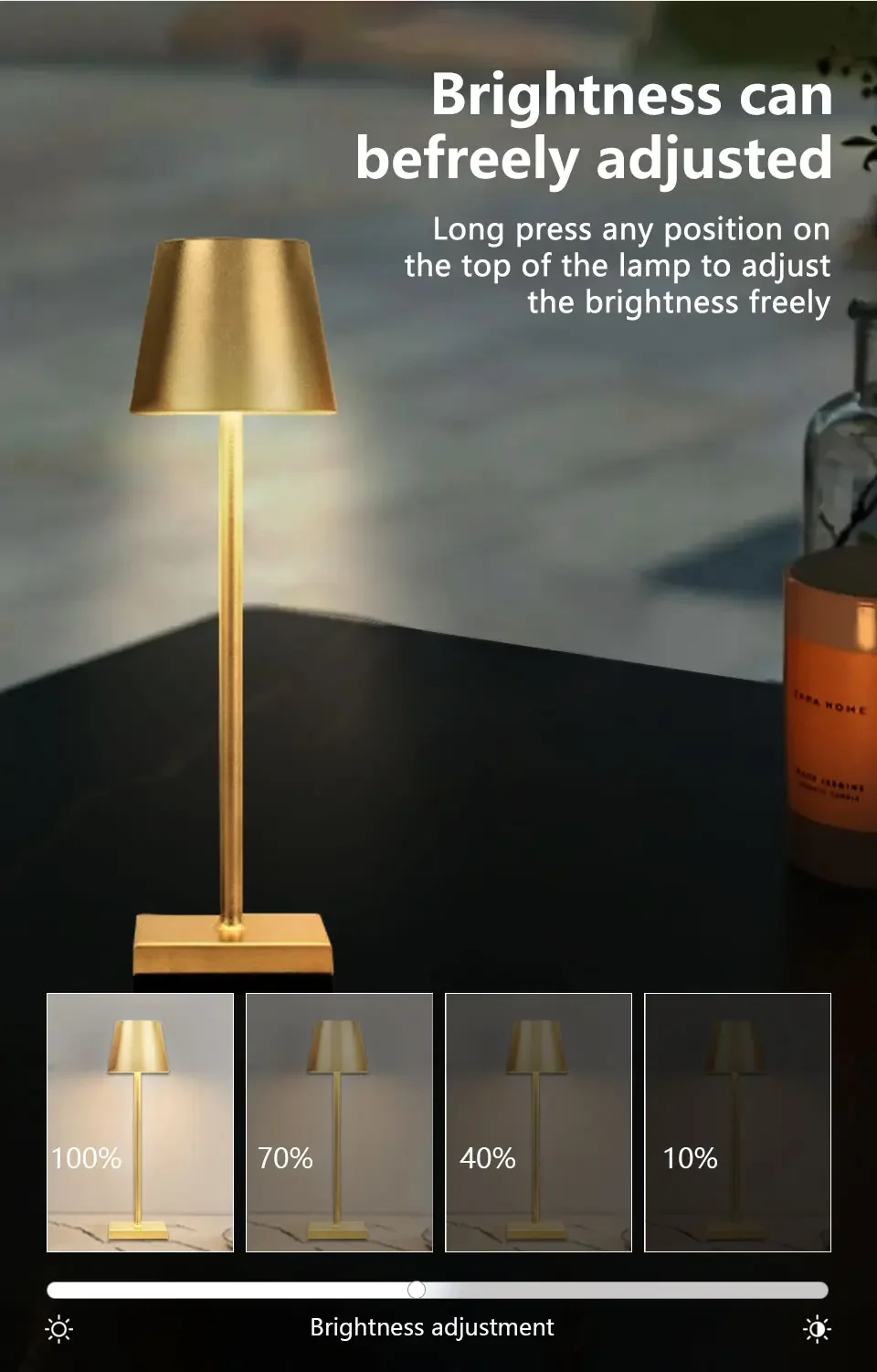 

Внутренняя и наружная светодиодная сенсорная настольная лампа, три цвета ночника творческой атмосферы на столе и изголовье