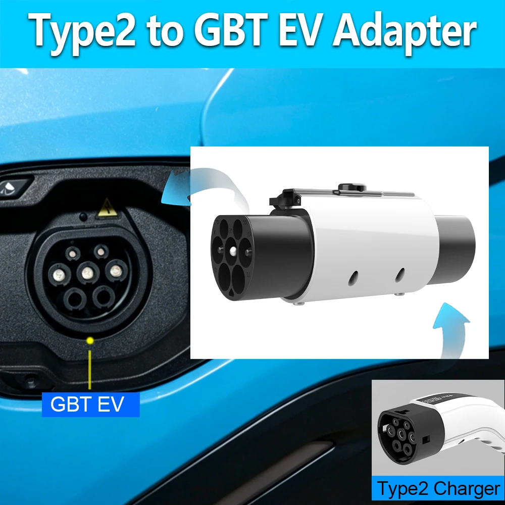 Type 2 to GB/T EV Charging Adapter 7KW/22KW 32A 3Phase IEC 62196 Charger Converter for China Standard Electric Vehicle Connector