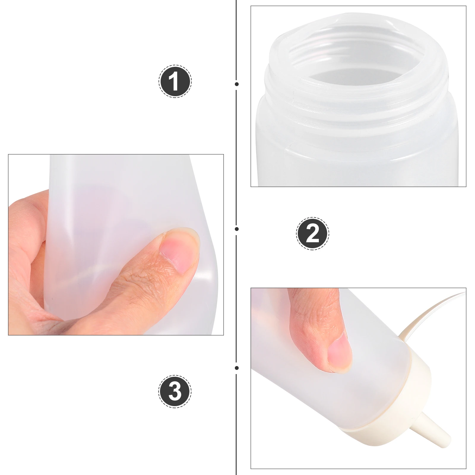 

4pcs Squeeze Sauce Bottle Food Grade Eco Friendly Safe Odorless Good Transmission No Deformation Touch Toughness Sealed Cap