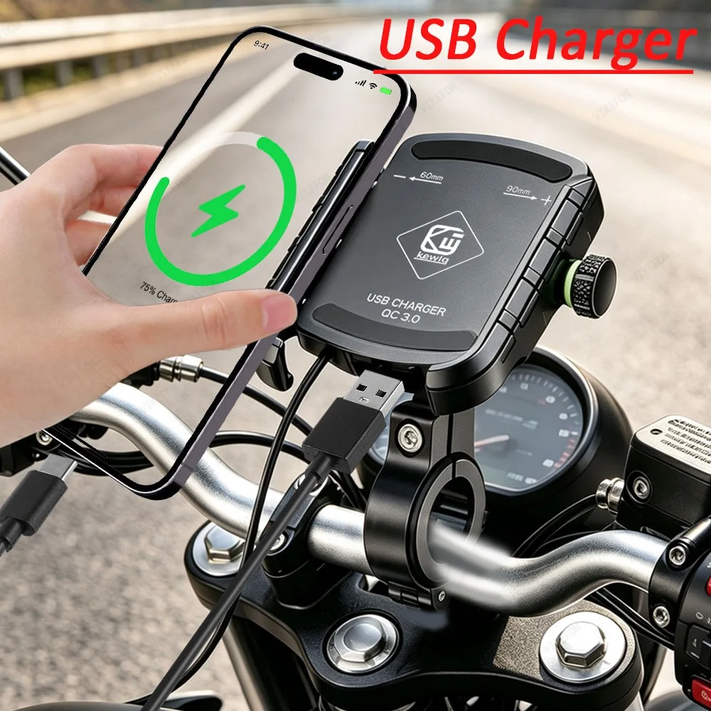 Kabelloses Ladegerät für Motorrad und Fahrrad, Handyhalterung mit Schnellladefunktion für Lenker, Schnellladeständer für 4,7-7,2 Zoll Mobiltelefone – Detail 2