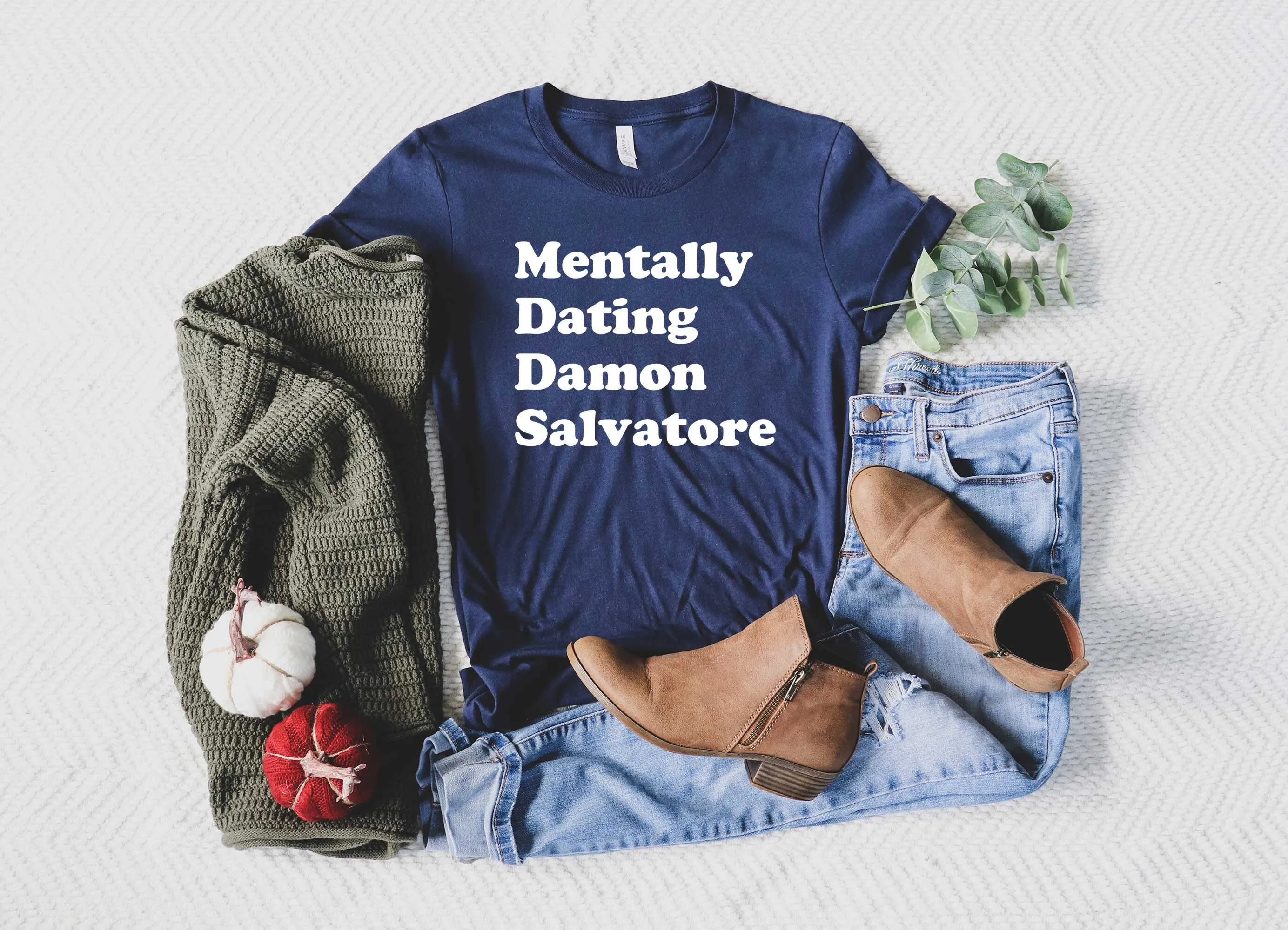 Damon Salvatore shirt Mentally Dating Vampire Diaries and Elena TVD SweaT T Halloween Mystic