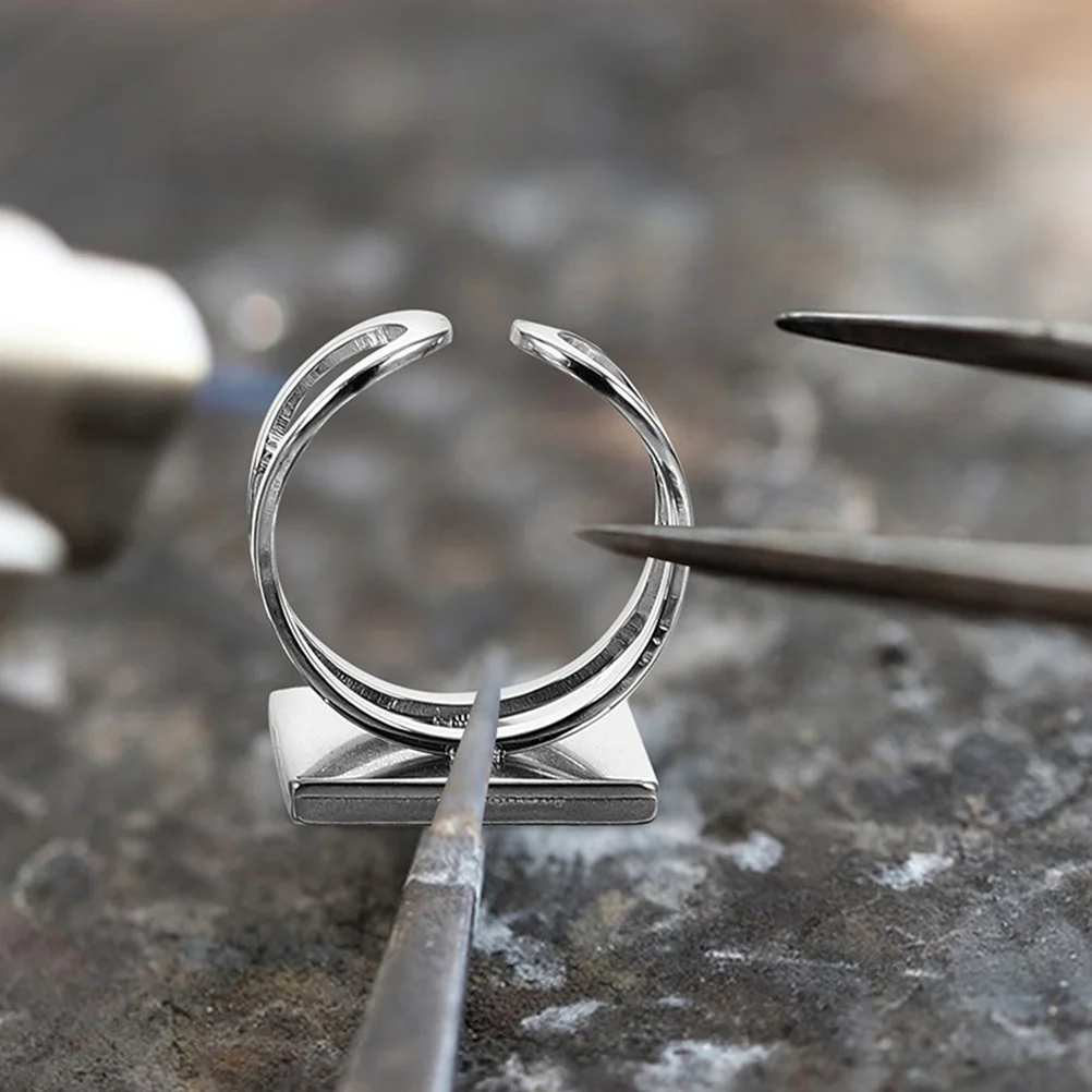 4 قطعة حلقة إطار مربع فارغة قاعدة من الفولاذ المقاوم للصدأ لتقوم بها بنفسك قابل للتعديل شقة البنصر اكسسوارات لصنع المجوهرات الحرف اليدوية الراتنج