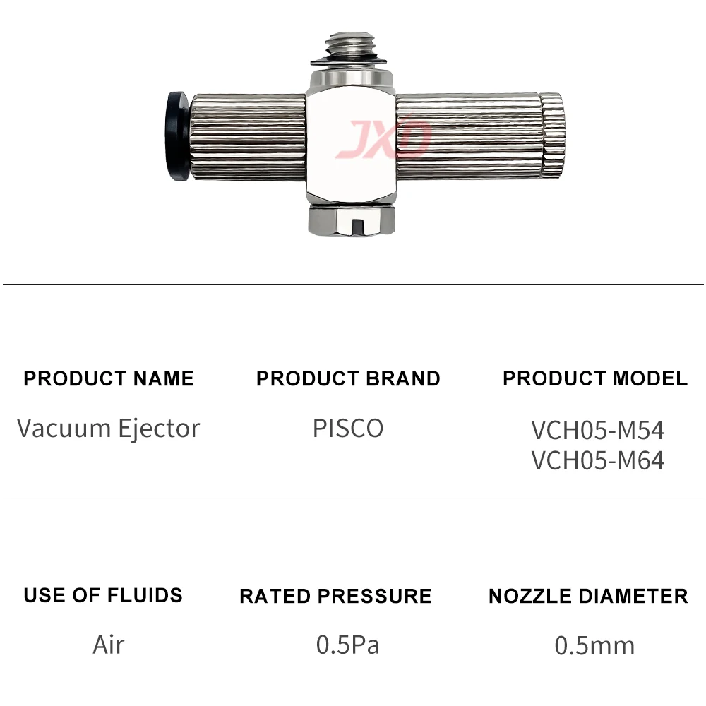JXD PISCO Direct-Mount Vacuum Ejector for Suction Cups (Models: VCH05-M54, VCH05-M64) - High Vacuum Level