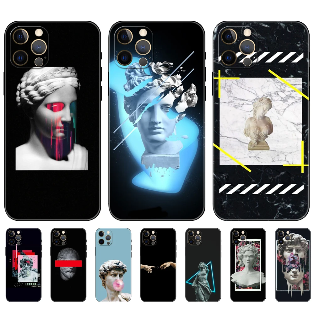 Aesthetic Statue Mona Lisa David ，phone case for iphone，14 2020se 6 6s 7 8 plus x 10 XR XS 11 12 13 mini pro MAX black tpu