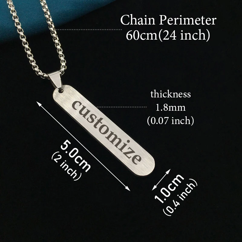 Cool Trendy Customize Necklace Engrave Name Pendant Stainless Steel Special Gift for Friends Laser Inscription Custom Products