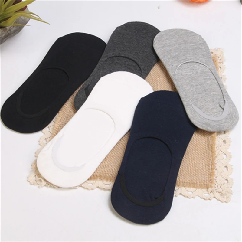 3 Pairs/lot Men's Socks Plus Size EU43-46 360° Silicone Big Large Spring Summer Cotton Socks Non-slip Black Invisible Boat Socks