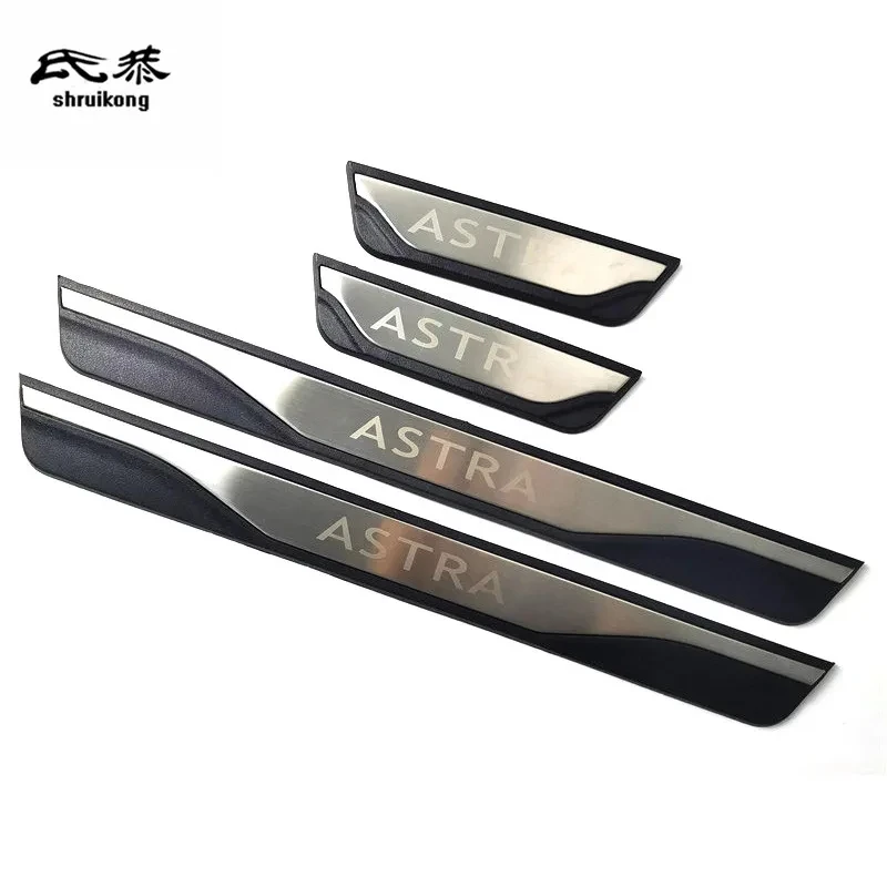 4PCS Plastic Stainless Steel For 2015-2022 OPEL ASTRA Car Accessories Auto Door Sill Pedal Welcome Scuff Plate Decoration Cover