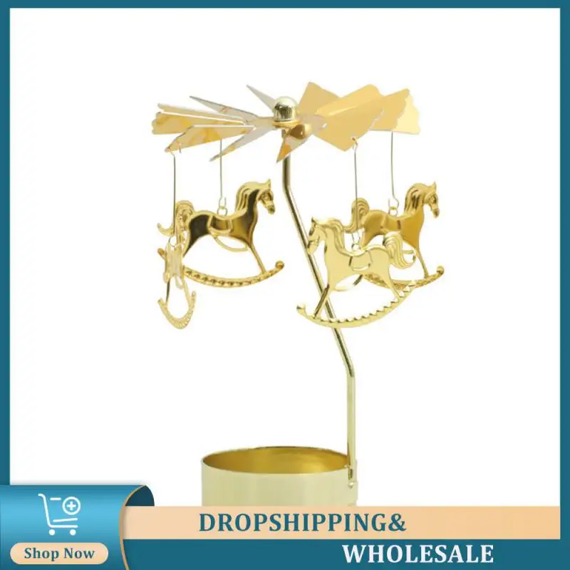 Revolving Door Beautiful Design Rotational Motion Elegant Solid Home Decoration Candlestick Add Atmosphere Golden Pallet