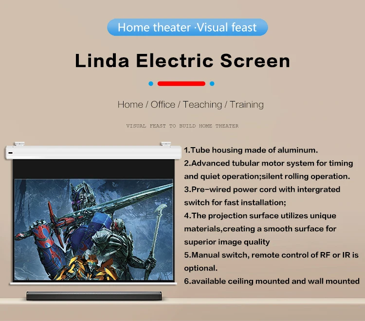 HD Motorized Projector Screen Motorized 120 Inch Projector Screen