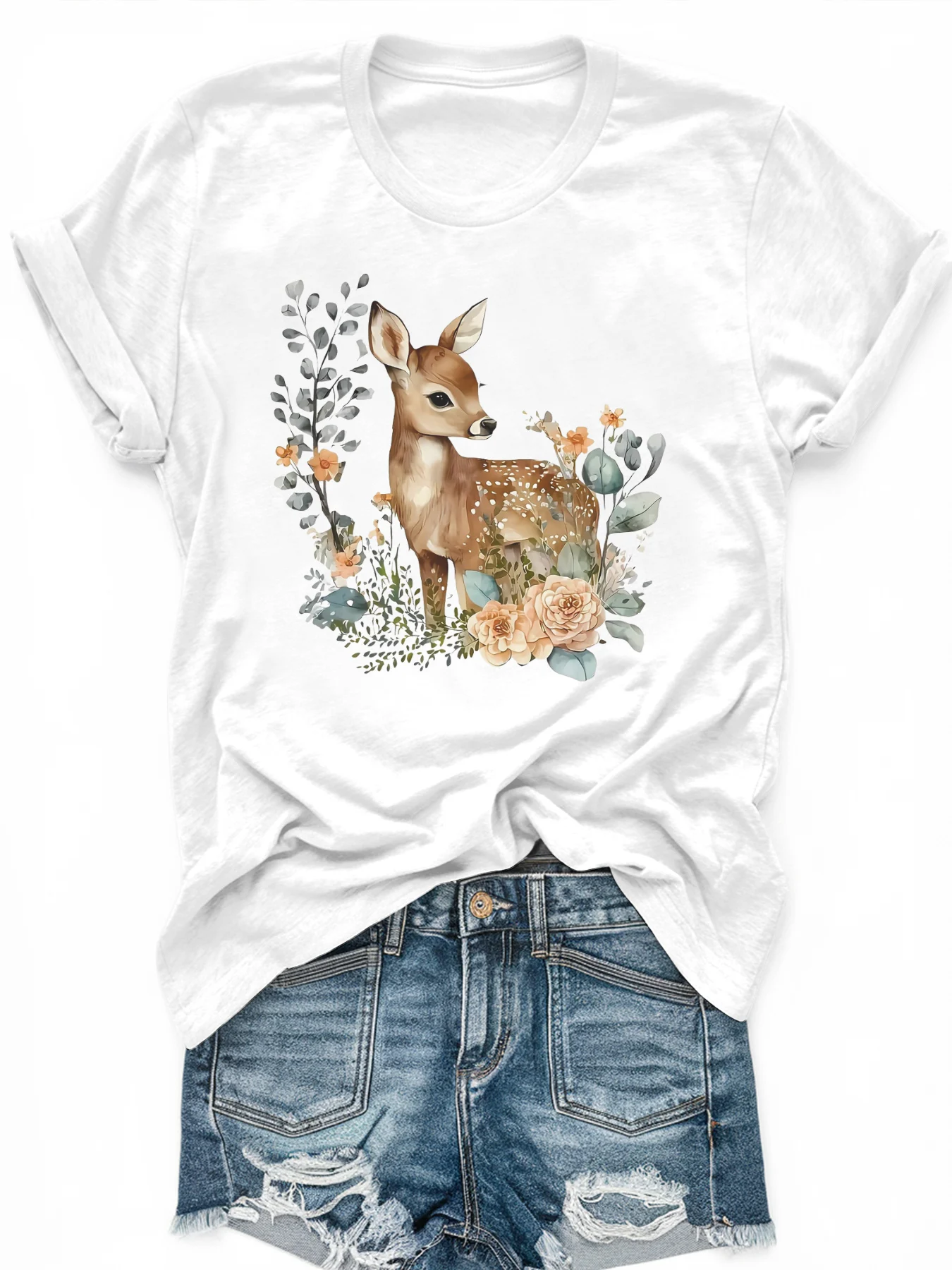 

Women's large-size printed short-sleeved T-shirt, loose and casual, soft, comfortable and breathable, outdoor sports