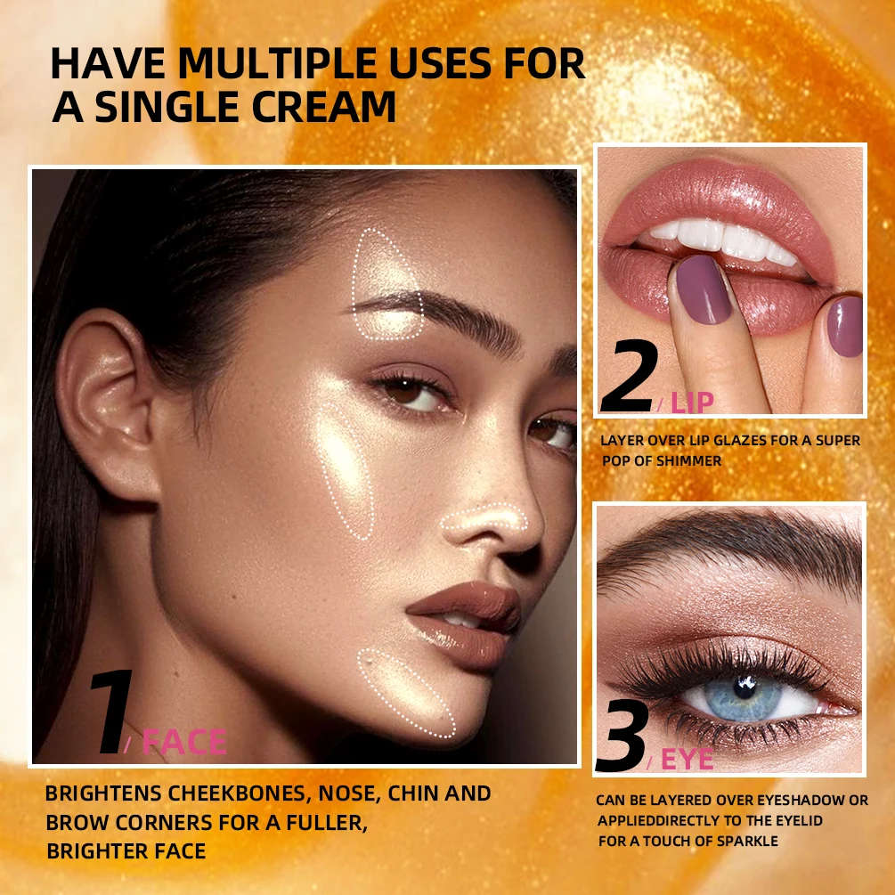 QIBEST بريق تمييز كريم الماس ظلال العيون دودة القز الوجه كونتور سطع لامع تسليط الضوء على الجسم تضيء ماكياج #3