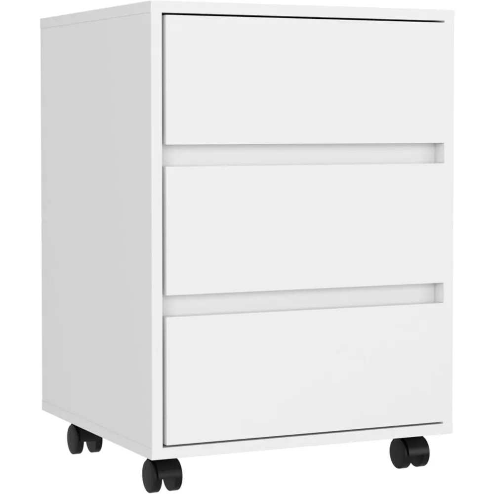 خزانة ملفات بيضاء ذات 3 أدراج مع آلية قفل، وأربع عجلات، وأعلى فائق، وتصميم وظيفي لكفاءة المكتب #3