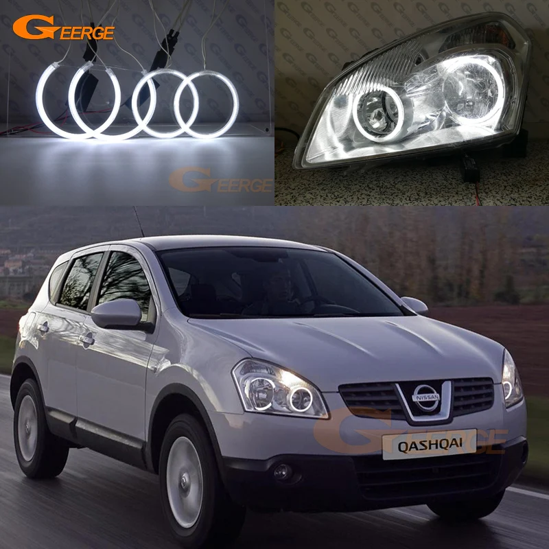 Dla Nissan Qashqai J10 2007 2008 2009 2010 Pre Facelift Doskonały Ultra Bright CCFL Angel Eyes Kit Halo Rings