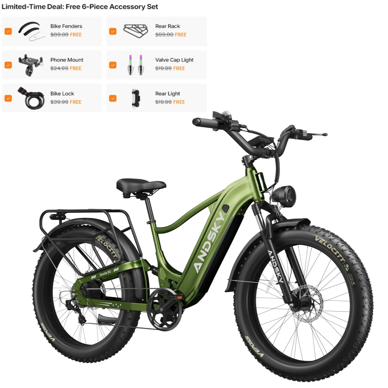 ANDSKY Gravita SO Electric Bike for Adults 1300W 7-Speed Gears 26"x4" All-Terrain Fat Tires Full Suspension E-bikes 32MPH 80Miles Long Range 48V 20Ah Removable Battery Hydraulic Brakes City Commuter Electric Bicycle image 4