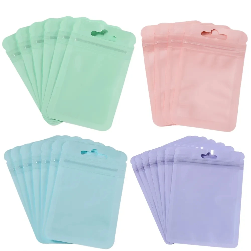 

50 шт./лот, многоразовые пластиковые пакеты с застежкой-молнией, прозрачная герметичная сумка цвета макарон для DIY ювелирных изделий, розничная упаковка, упаковочная сумка