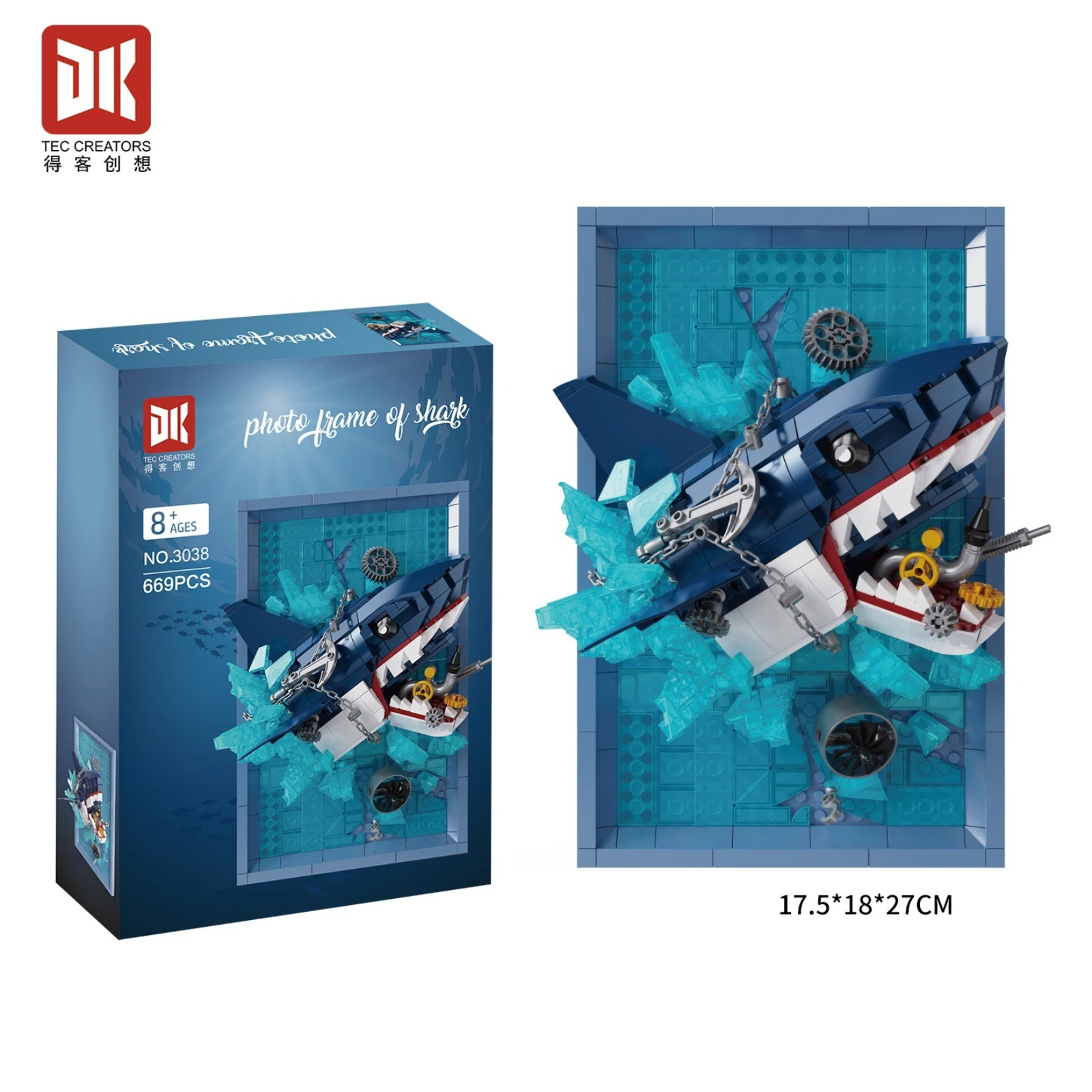 

3038 669 шт. фоторамка в виде акулы, настенные строительные блоки, мини-кирпичи, креативная игрушка «сделай сам»