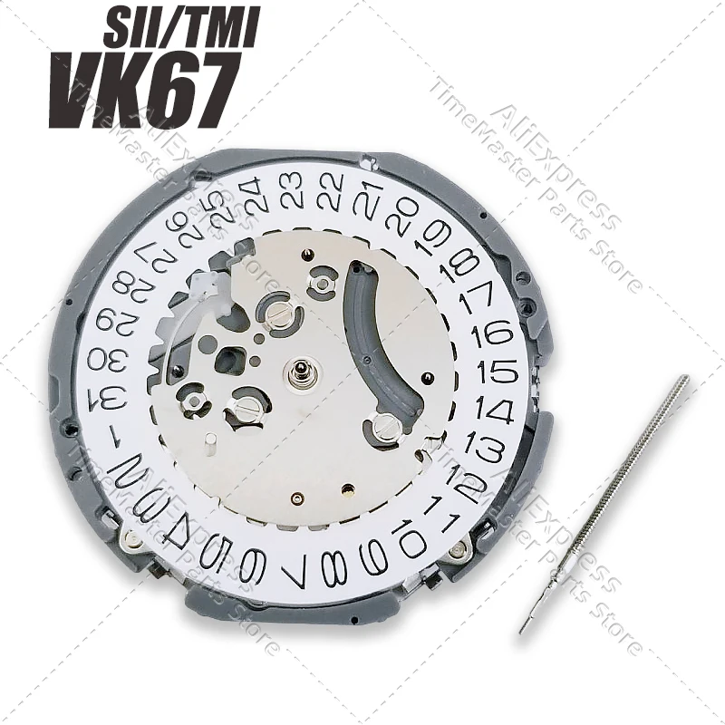 Movimiento japonés VK67, movimiento de cuarzo VK67A, 6 manecillas, fecha en 3 6/9/12, accesorios de movimiento de segundo pequeño