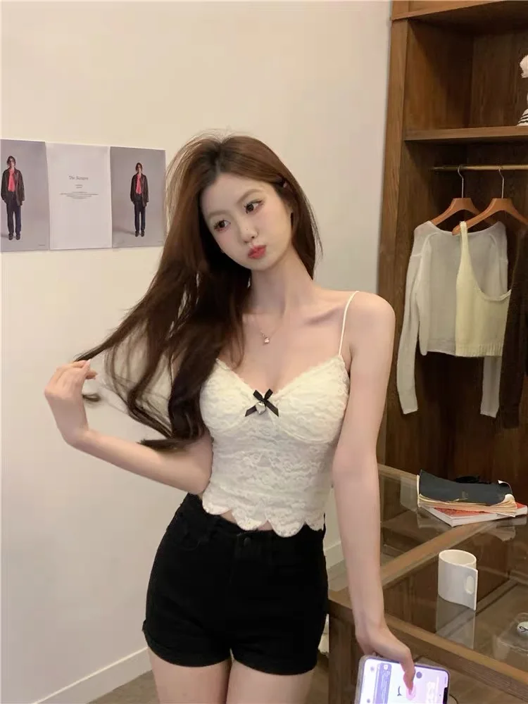 Ladies Sling Lingerie tessuto a doppio strato cuciture in pizzo orlo irregolare Summer Spice Girls Niche Design Sling Vest con pettorina