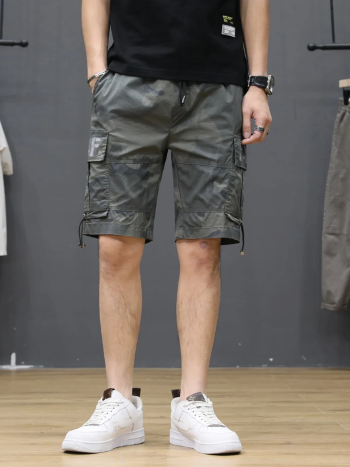 

Летние камуфляжные рабочие шорты мужские свободного прямого кроя больших размеров, модные, со средней посадкой, тонкие, повседневные, длиной до колена