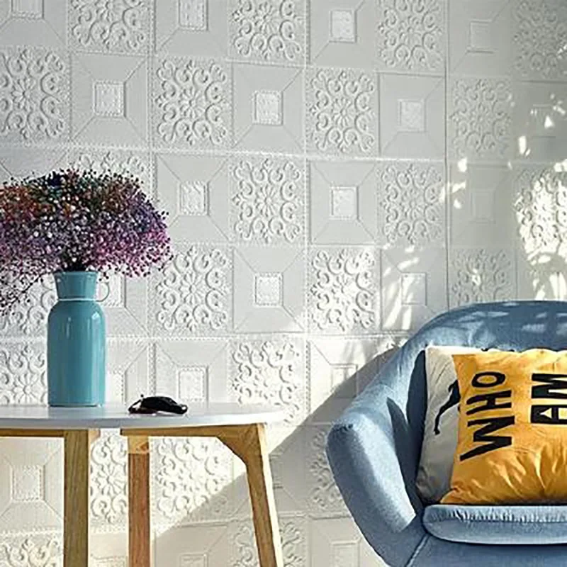 Adesivos de parede 3d estéreo, auto-adesivos, 70cm x 1m, decorativos, para teto, sala, quarto, fundo tv, papel de parede impermeável