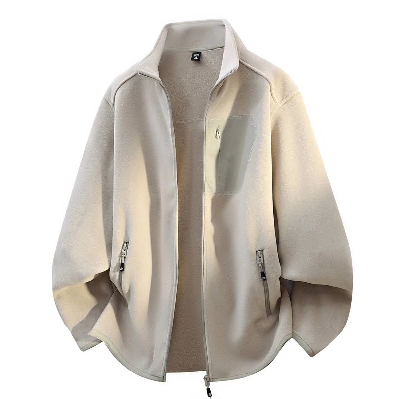 

Men Stand Collar Jacket 2026 Spring Autumn Unisex Pure Color Jacket Coats Male Lightweight Hoodies Male Polar Velvet Sweatshirt