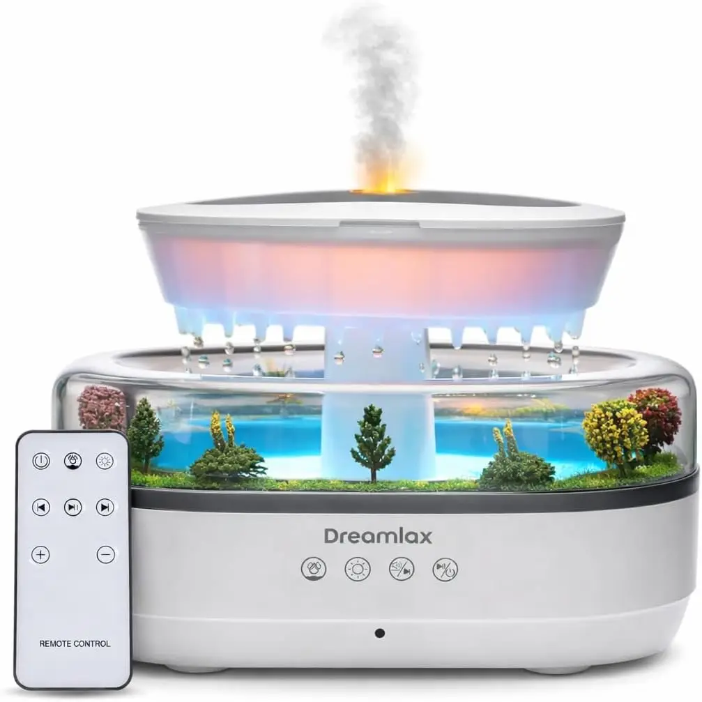 

2026 New Upgrade Dreamlax Rain Humidifiers For Bedroom – Cool Mist Essential Oil Diffuser, White Noise Machine With 10 Nature