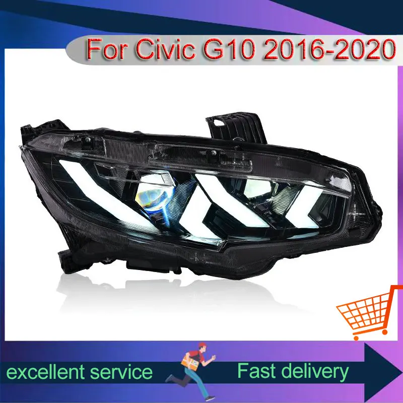 

Auto New Style Headlight For 2016-2020 Honda Civic G10 LED Front Lamp Assemblies Modified DRL Lens Streamer Turn Signals Lights