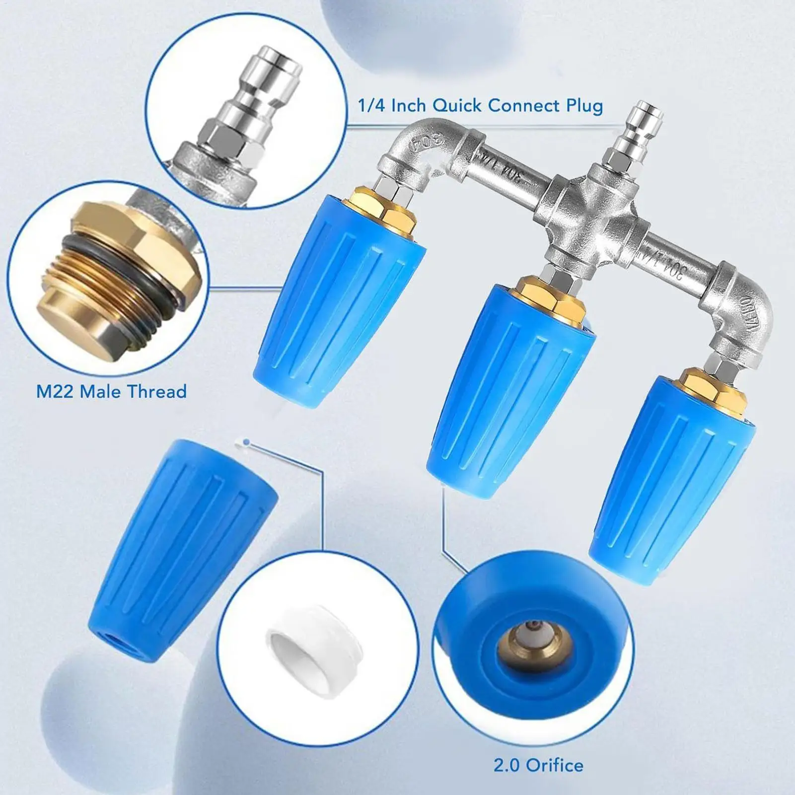 Bico para lavadora de pressão, poderoso bico para lavadora de pressão com rotação de 360 graus, para jardas, porches, jardins, gramado, varandas