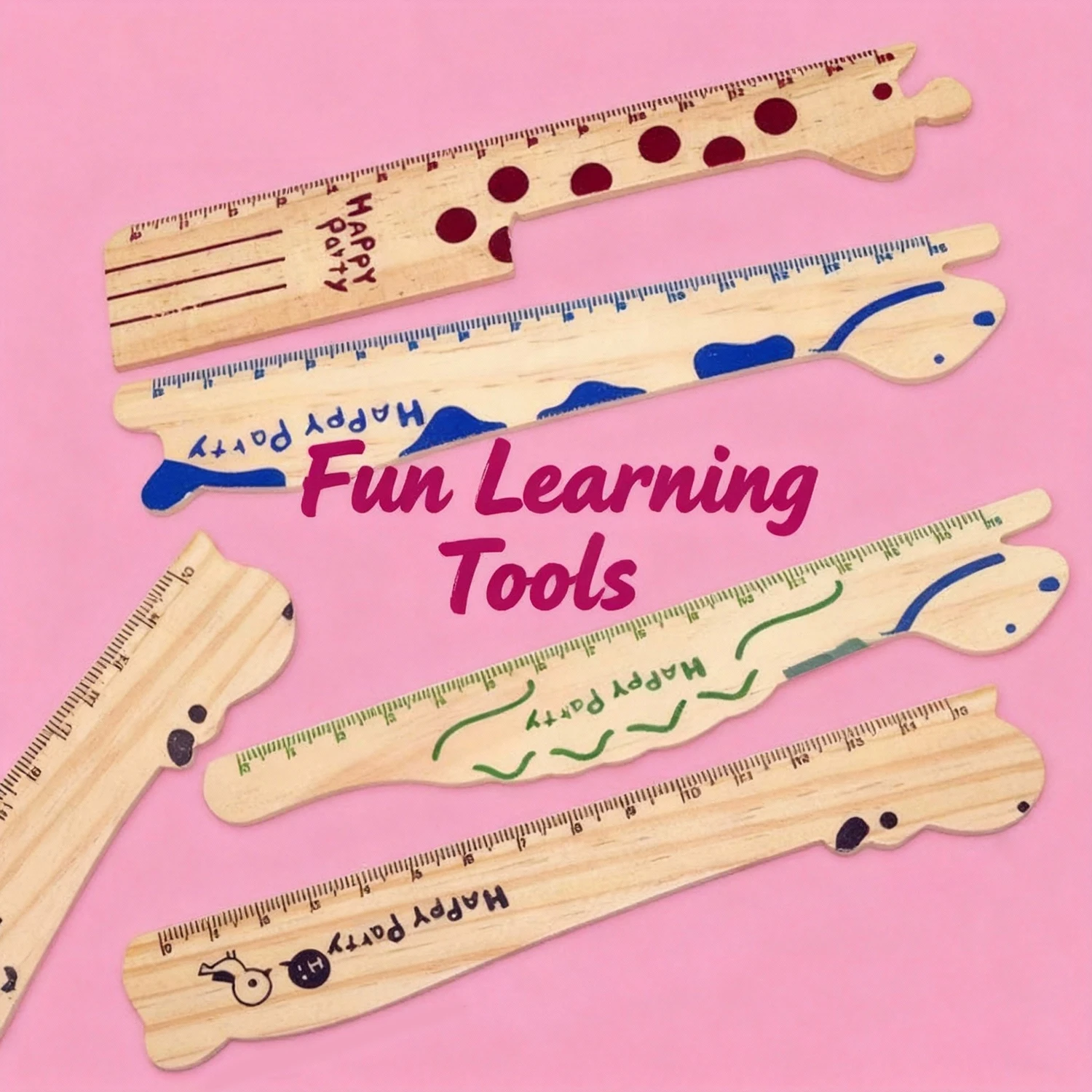 4 قطعة/المجموعة 15 سنتيمتر لطيف الكرتون الحيوان خشبية مسطرة مستقيمة الجدة طالب القرطاسية مدرسة مكتب مسطرة قياس الرسم هدية #6