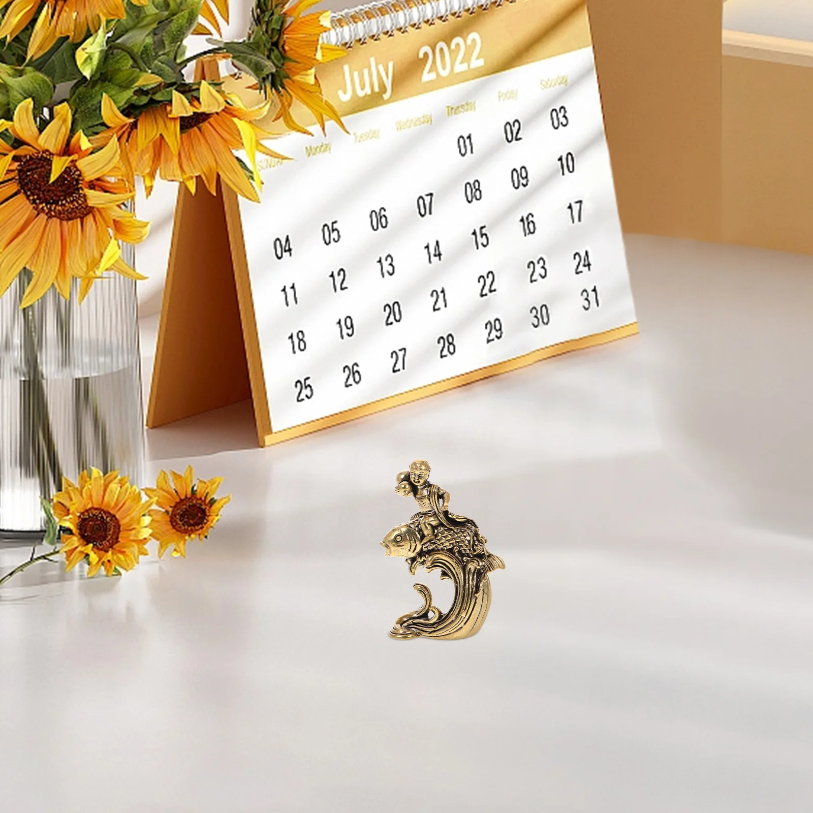 

Brass Koi Statue Vintage For Fairy Garden Decor Desk Office Home Decor Feng Shui Tea Pet Animal Ornament