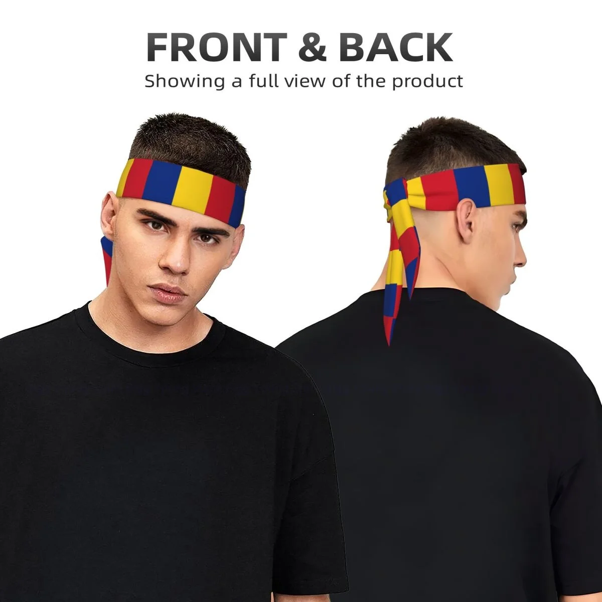 Romania Flag Sweatband Bandanas Hairband Head Tie Sports Headband Hair Accessories