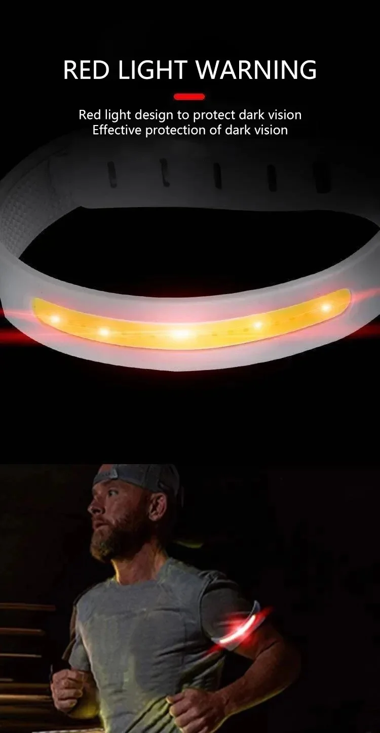 Ultralight COB outdoor Light Type-charging Bracelet Waterproof And Sweat Resistant Lightweight Protable running Warning Light