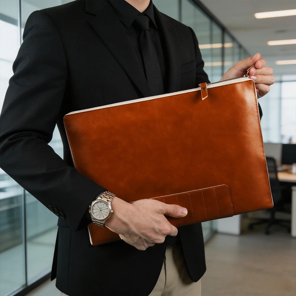 

Laptop Genuine Leather Bag For Macbook Air 15 A3448 Pro 16 A3428 A3429 M5 Pro 14 A3426 A3427 A3434 M5 Air 13 A3240 M4 A3449 2026