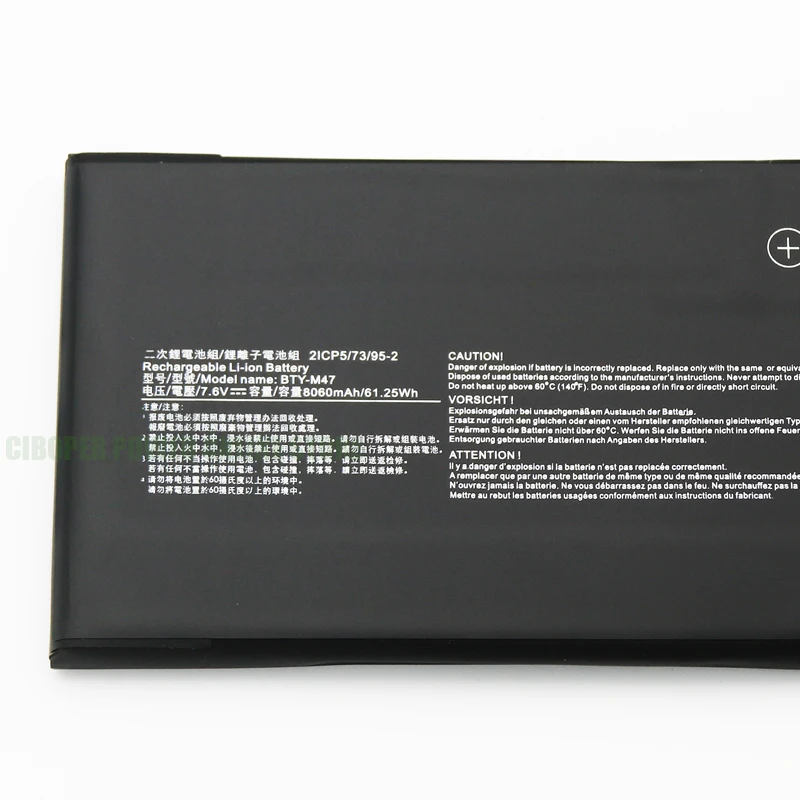 CP Laptop Battery BTY-M47 7.6V/8060mAh/61.25WH For GS40 GS43 GS43VR 6RE GS40 6QE Series 2ICP5/73/95-2 MS-14A3 MS-14A1 Notebook