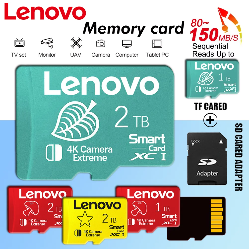 Lenovo 2TB Memory Card 1TB High Speed Full HD Video Card 512GB MINI SD Card 256GB 128GB 64GB Micro Card For Phone/Tablet/PC