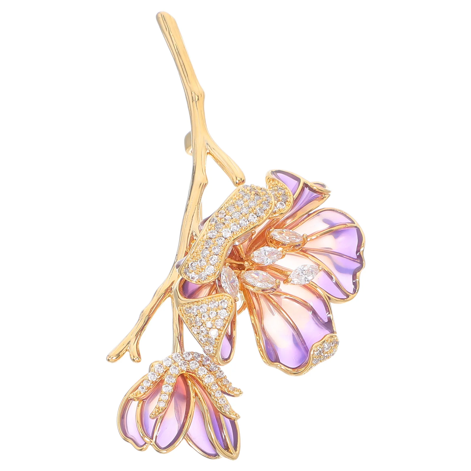 

Begonia Flower Brooch Elegant Vintage Enamel Pin Rhinestone Decoration for Coat Dress Hat Bag Accessories Purple