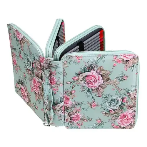 Imagen 2 del producto Estuche para lápices con 120 ranuras, suministros escolares, bolsa para bolígrafos con 3 compartimentos, caja organizadora de papelería de gran capacidad, bolsa de caja de colores