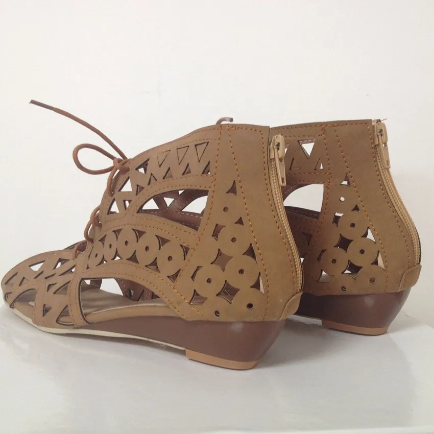 SIMLOVEbalance-Sandales ouvertes à lacets pour femmes, chaussures compensées, style gladiateur, grandes tailles 34-43